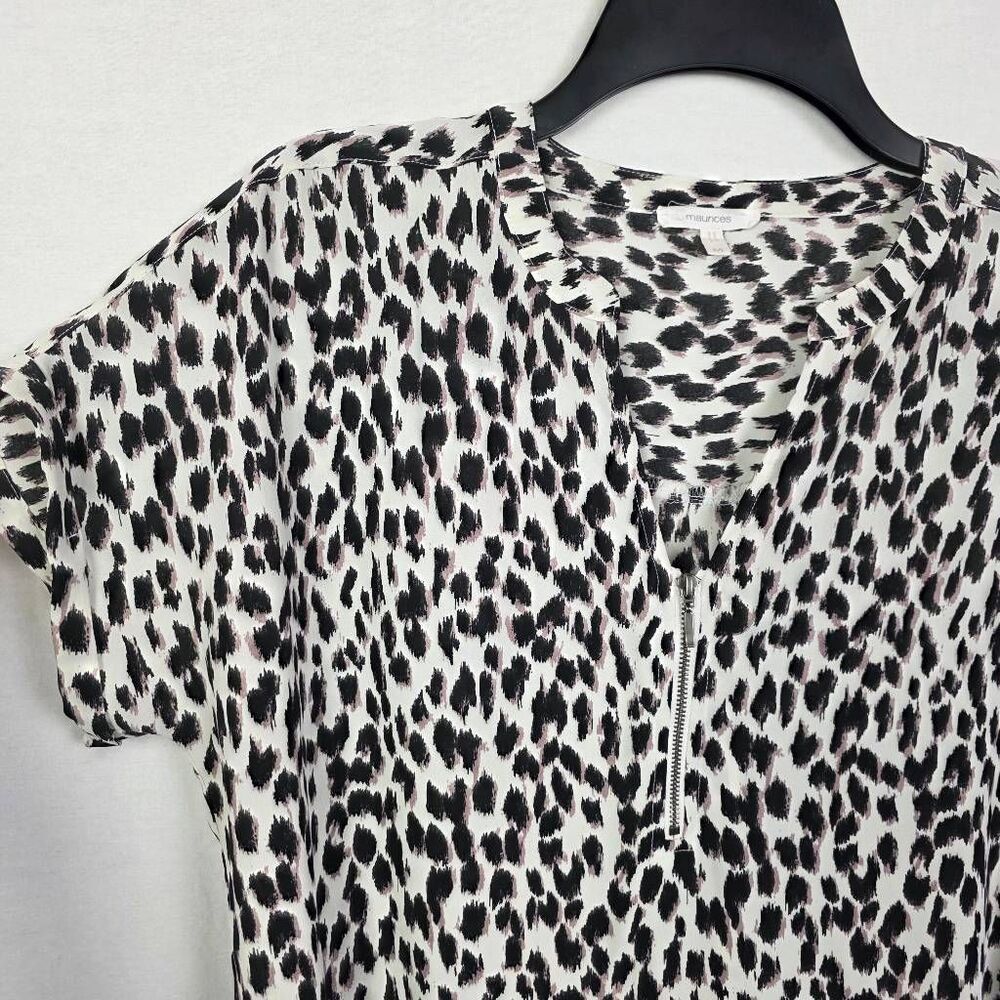 Maurices Leopard Print Zip Blouse Medium - Picture 5 of 9